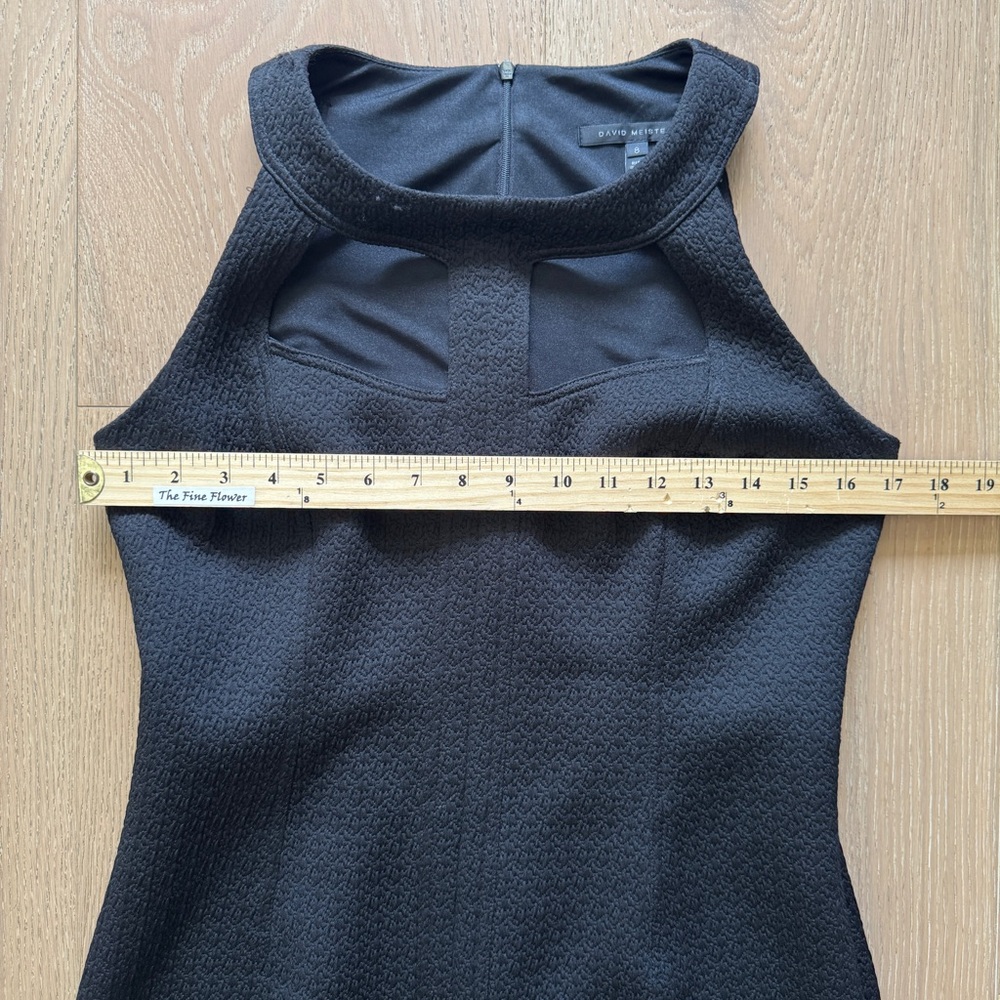 David Meister Caged Cutout Neckline Black LBD Midi Sheath dress - Picture 7 of 14